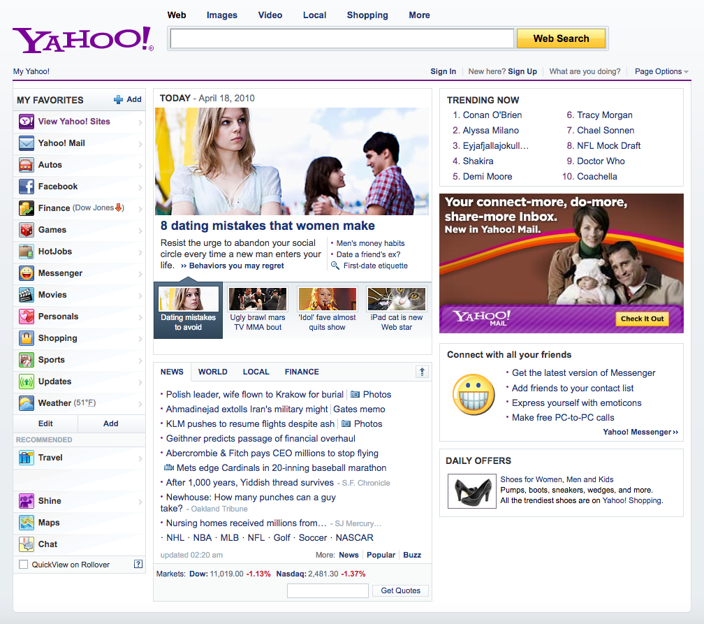 Yahoo! homepage (2010)